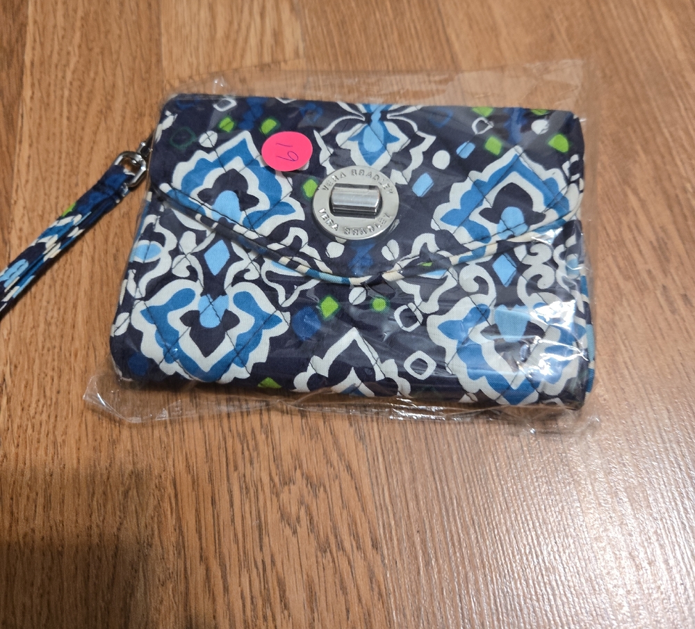 Blue Patterned Wristlet